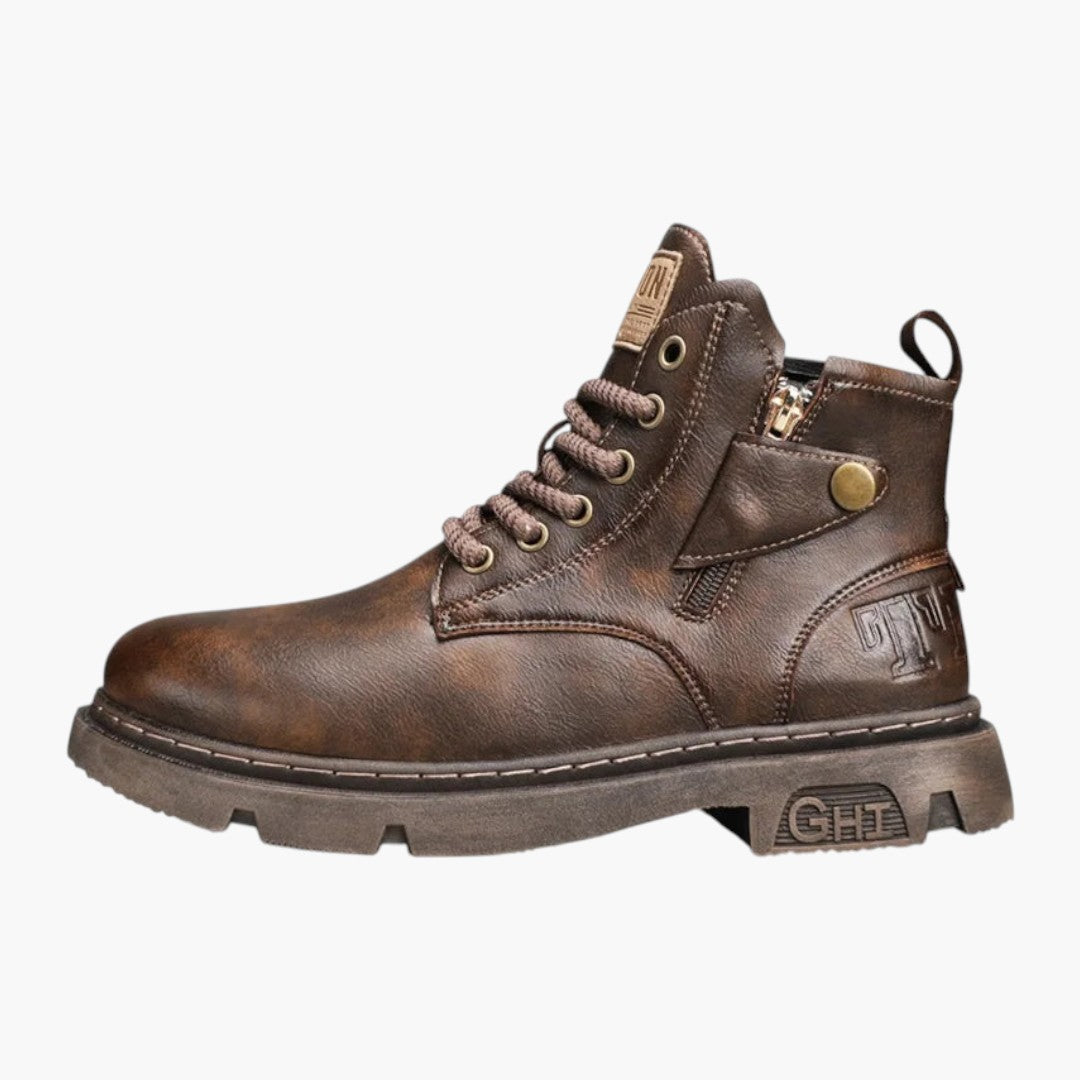 Bottes en Cuir Hommes avec Tige Cheville et Semelle PVC