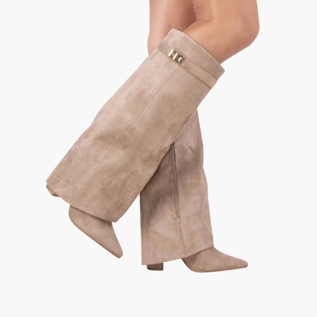 Bottes femme hautes jusqu’au genou avec large ouverture et talon bloc