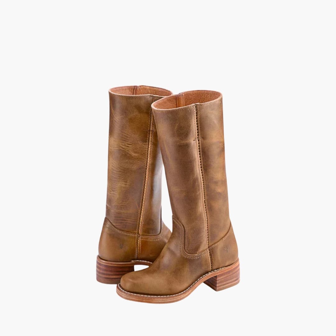 Bottes femme hautes jusqu’au genou avec talon empilé et bout rond