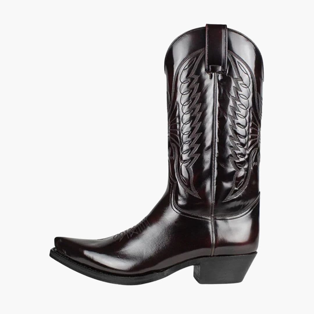 Bottes western femme à tige brodée et bout pointu