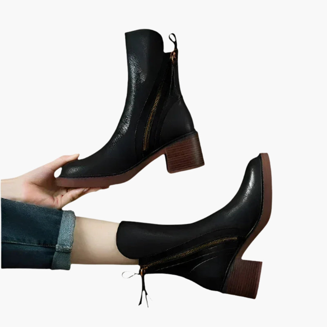 Bottines femme avec fermeture zippée latérale et talon bloc
