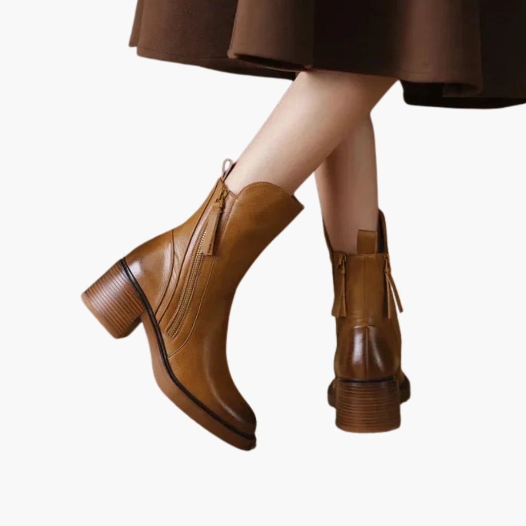 Bottines femme avec fermeture zippée latérale et talon bloc