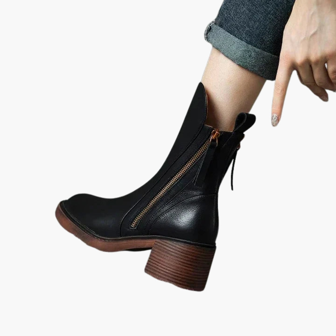 Bottines femme avec fermeture zippée latérale et talon bloc