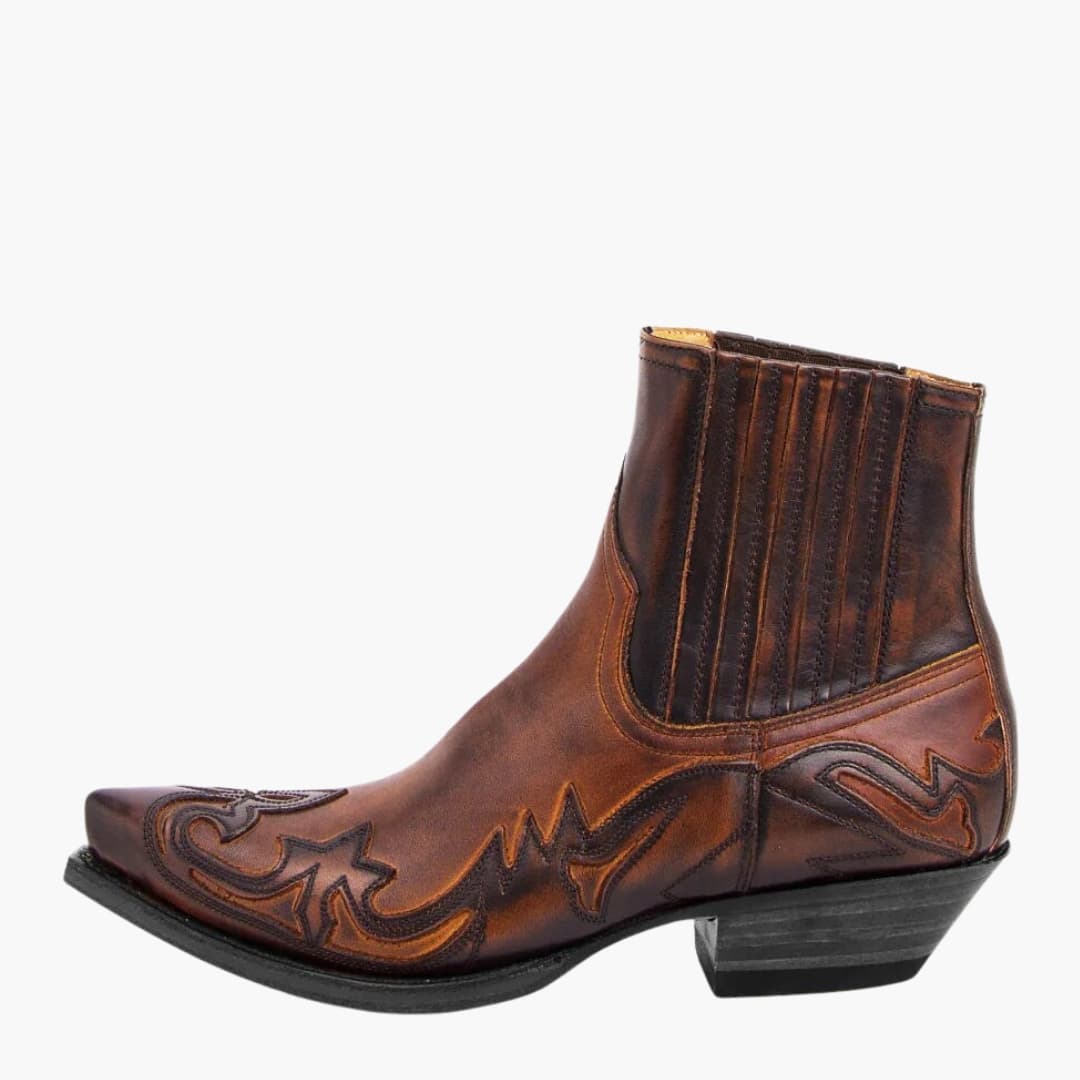 Bottines femme style western avec surpiqûres et talon bloc