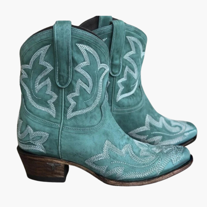 Bottines western pour femme avec surpiqûres décoratives