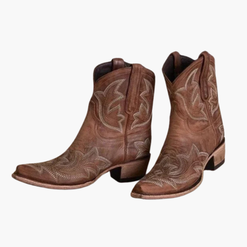 Bottines western pour femme avec surpiqûres décoratives