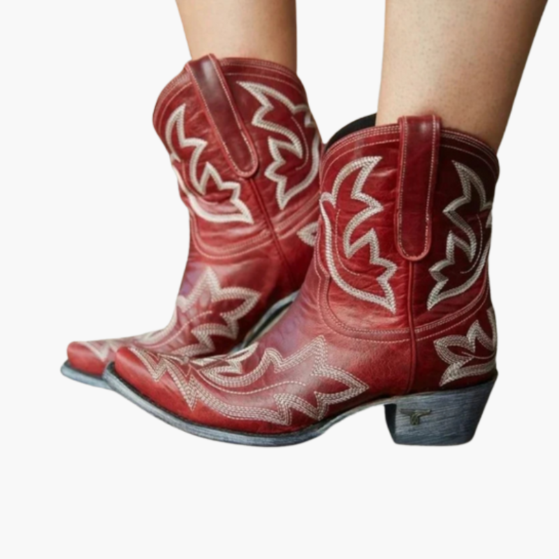 Bottines western pour femme avec surpiqûres décoratives