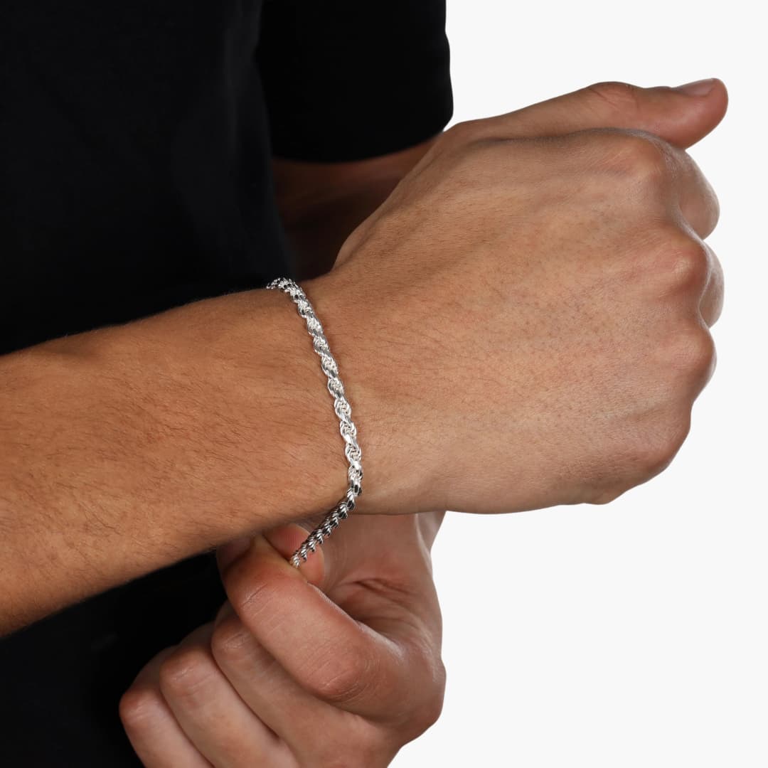 Bracelet chaîne torsadée pour homme avec fermoir