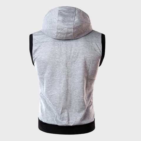 Gilet sans manches homme à capuche | Léger et respirant, sans fermeture | Poches latérales, coupe droite, tailles S à XXL