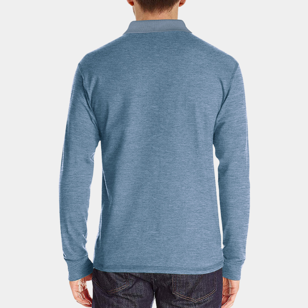 Polo homme manches longues | Poche poitrine, col classique | Style casual polyvalent