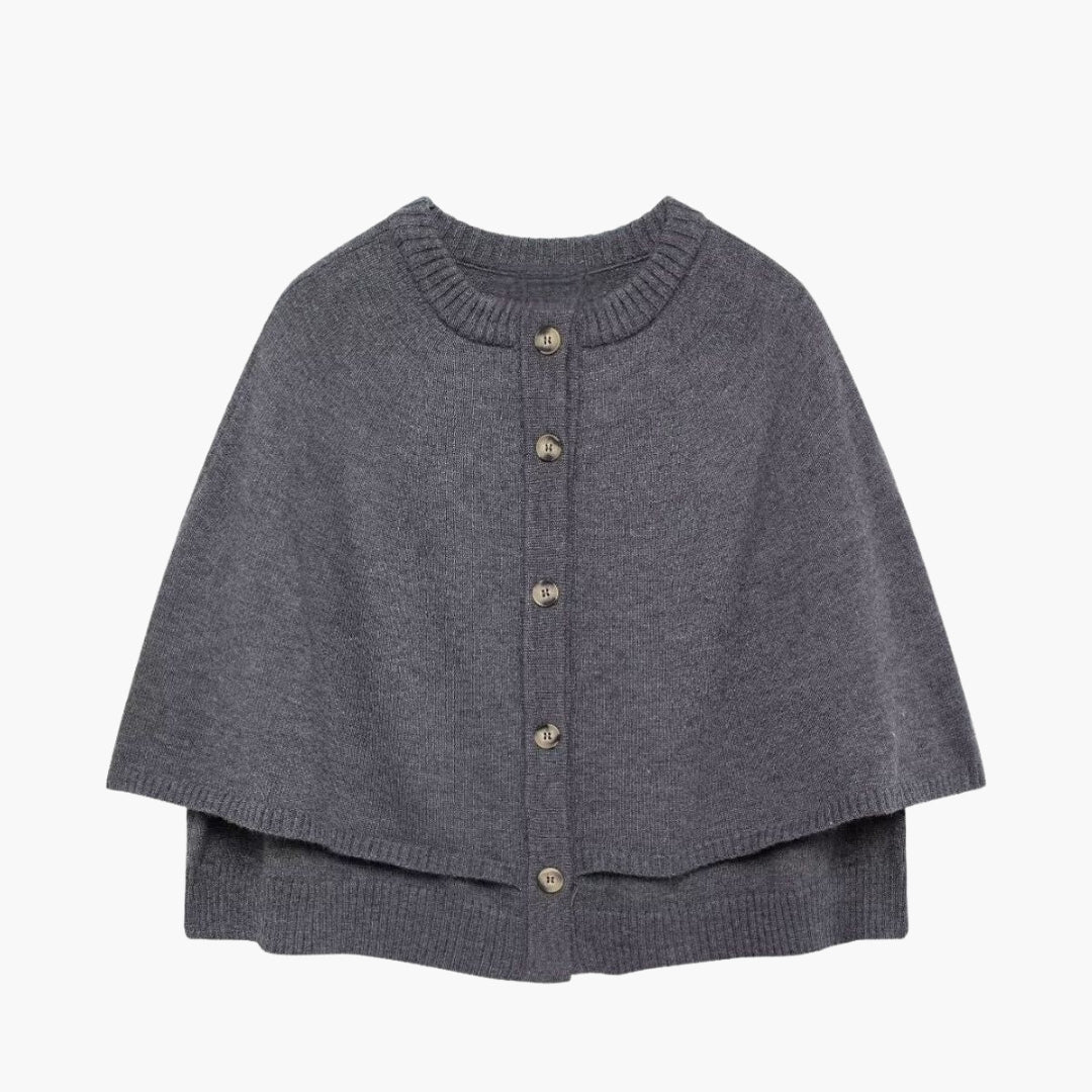 Women's Knit Cape Cardigan with Buttons