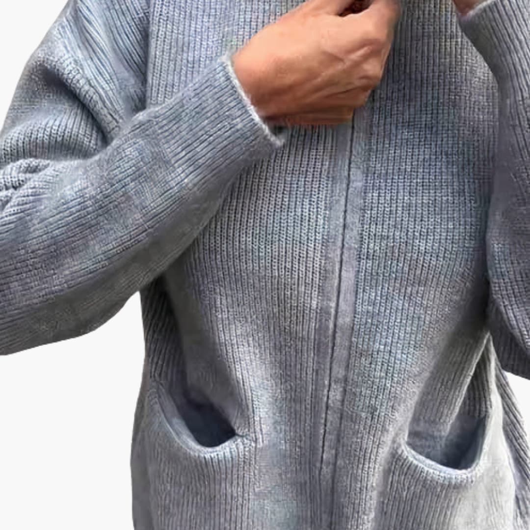 Cardigan Femme à Fermeture Éclair avec Col Montant