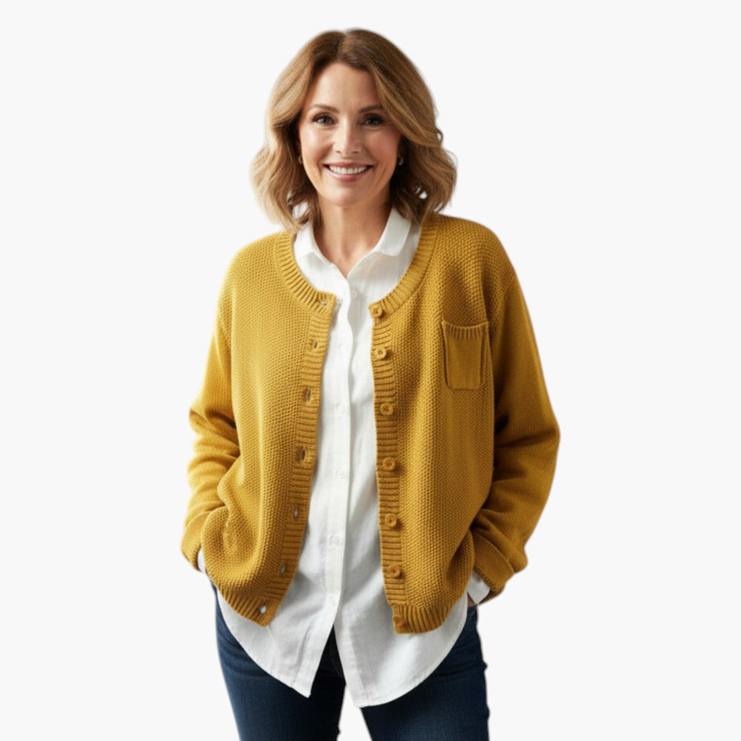 Women's Cardigan with Buttons and Chest Pocket
