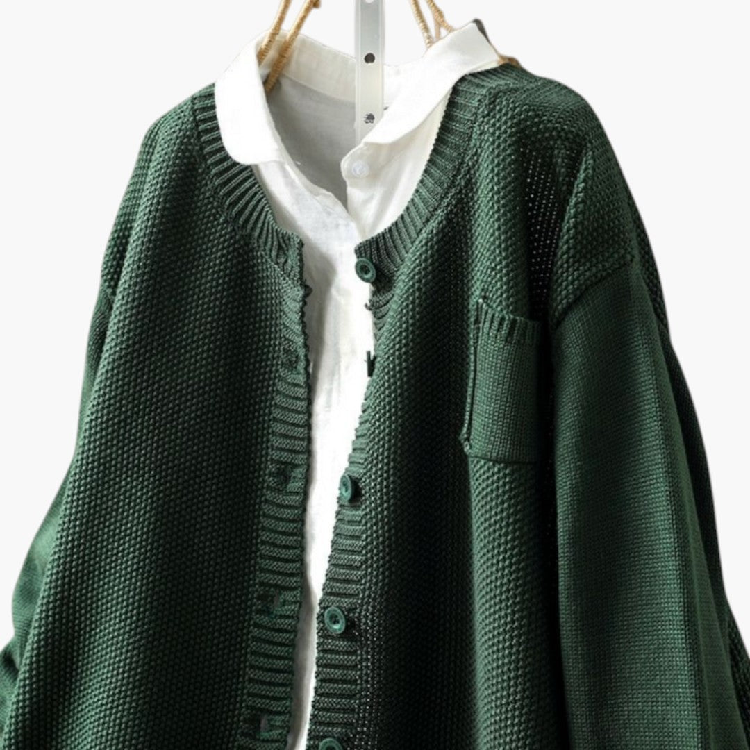 Women's Cardigan with Buttons and Chest Pocket