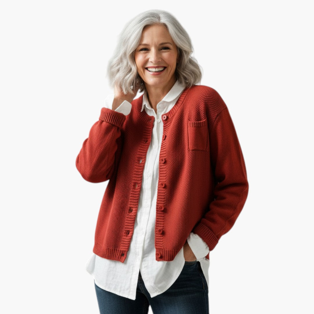 Women's Cardigan with Buttons and Chest Pocket