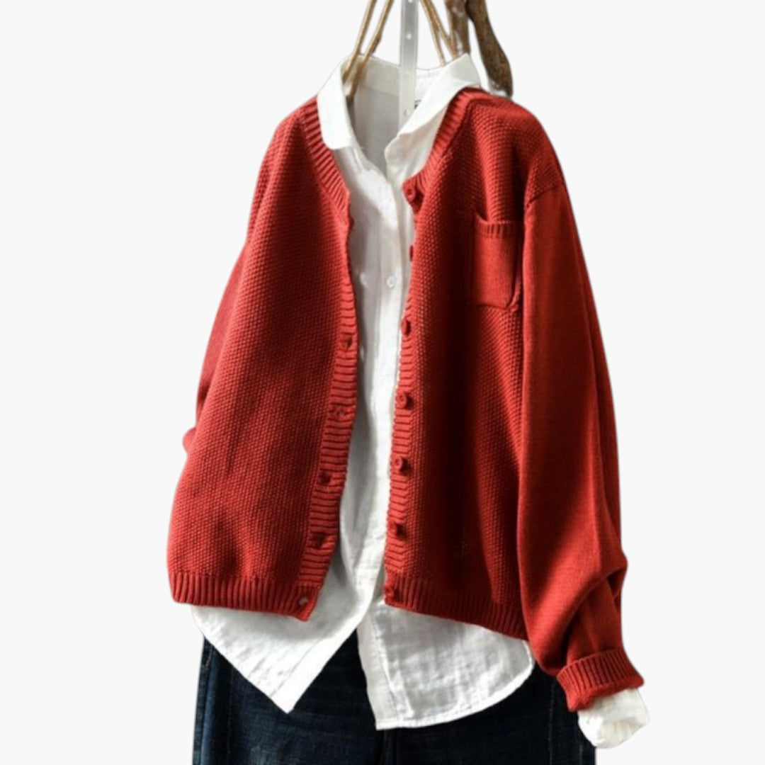 Women's Cardigan with Buttons and Chest Pocket
