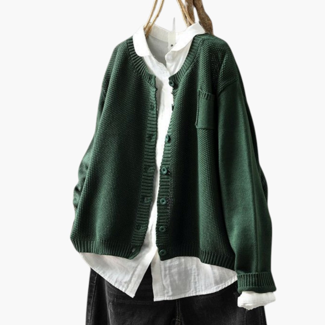 Women's Cardigan with Buttons and Chest Pocket