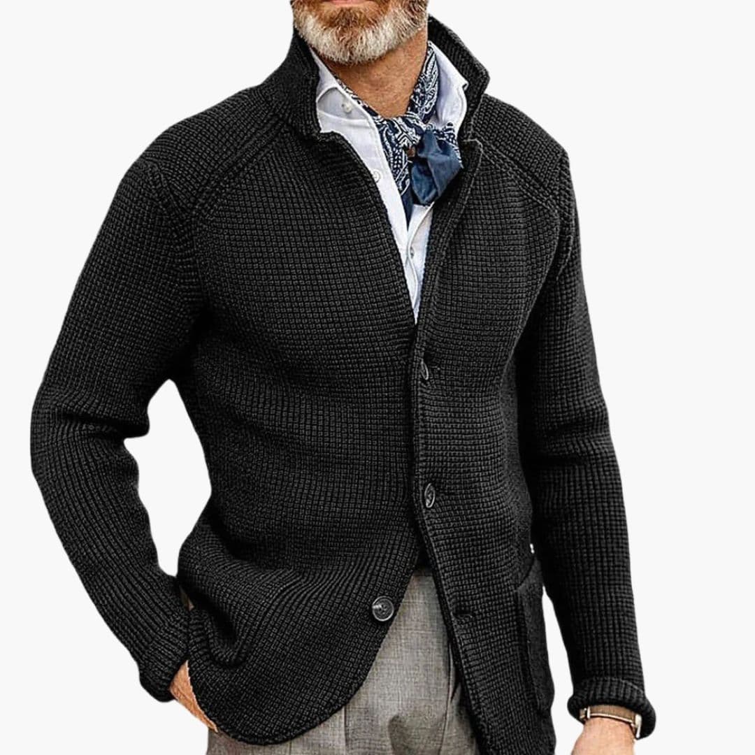 Cardigan Homme Col Montant avec Poches Latérales