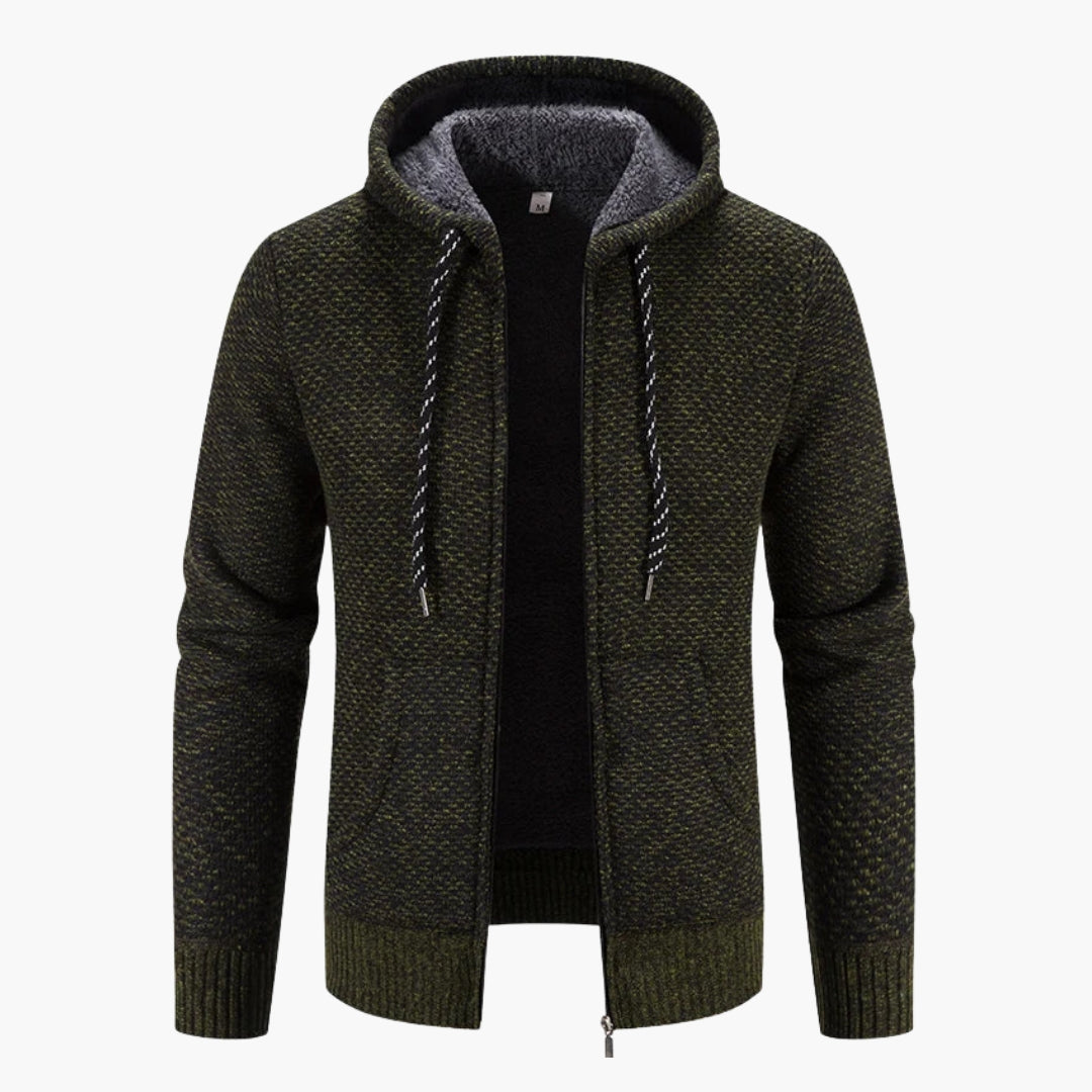 Cardigan Zippé Homme Tricoté avec Capuche