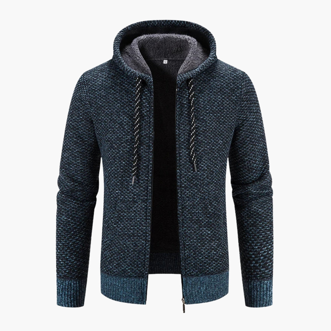 Cardigan Zippé Homme Tricoté avec Capuche