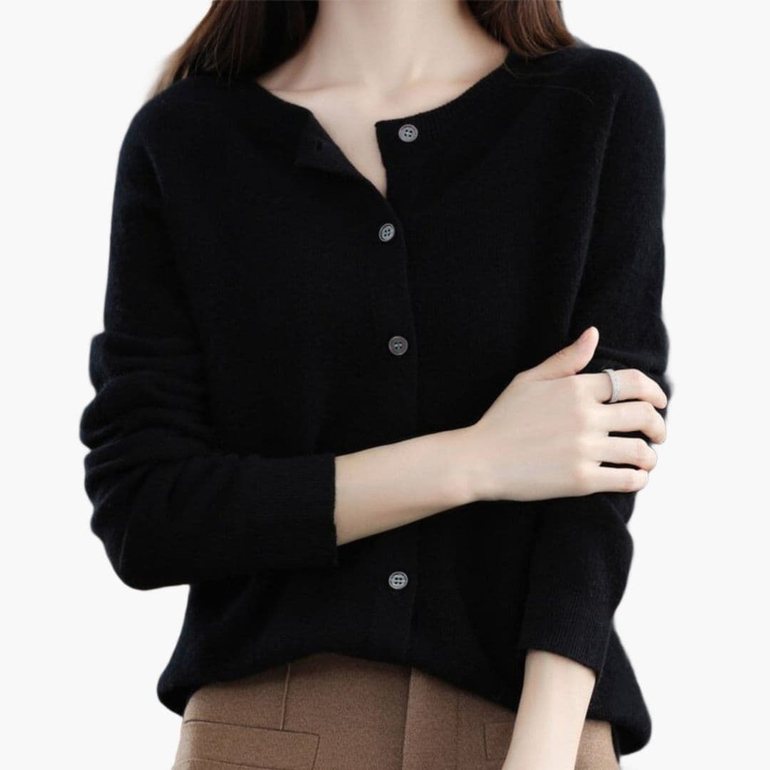 Cardigan femme col rond avec fermeture à boutons