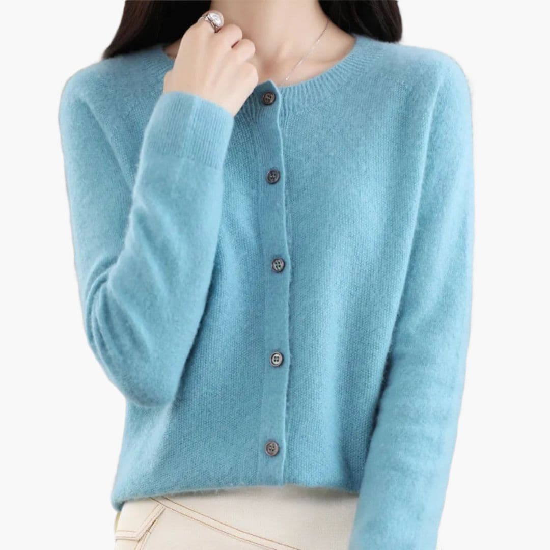 Cardigan femme col rond avec fermeture à boutons