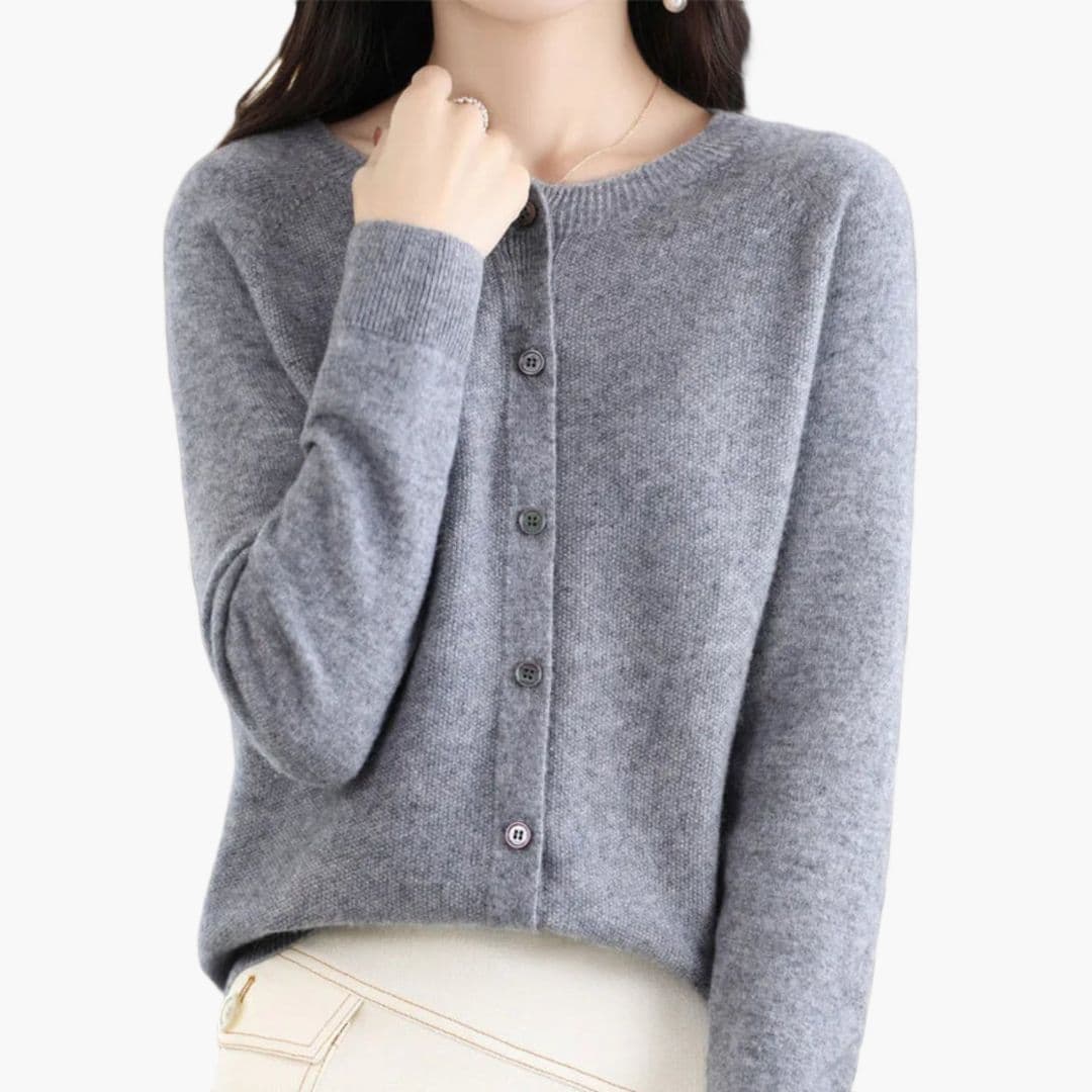 Cardigan femme col rond avec fermeture à boutons