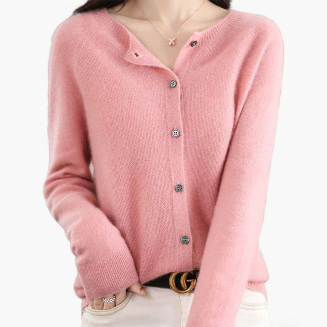 Cardigan femme col rond avec fermeture à boutons