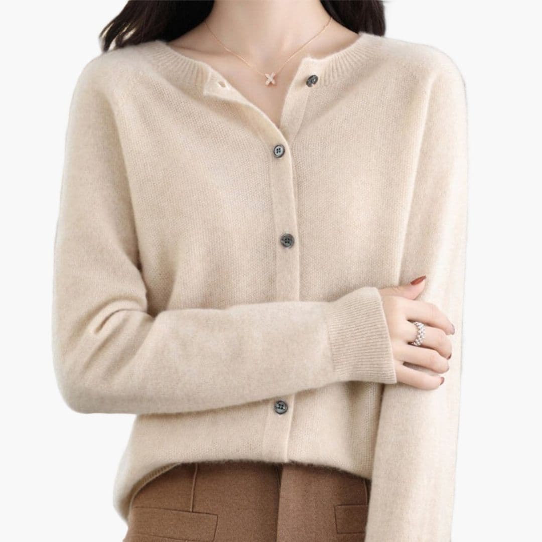 Cardigan femme col rond avec fermeture à boutons