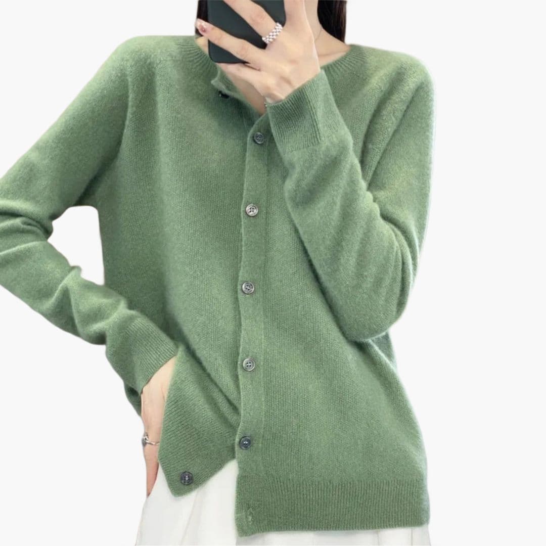 Cardigan femme col rond avec fermeture à boutons