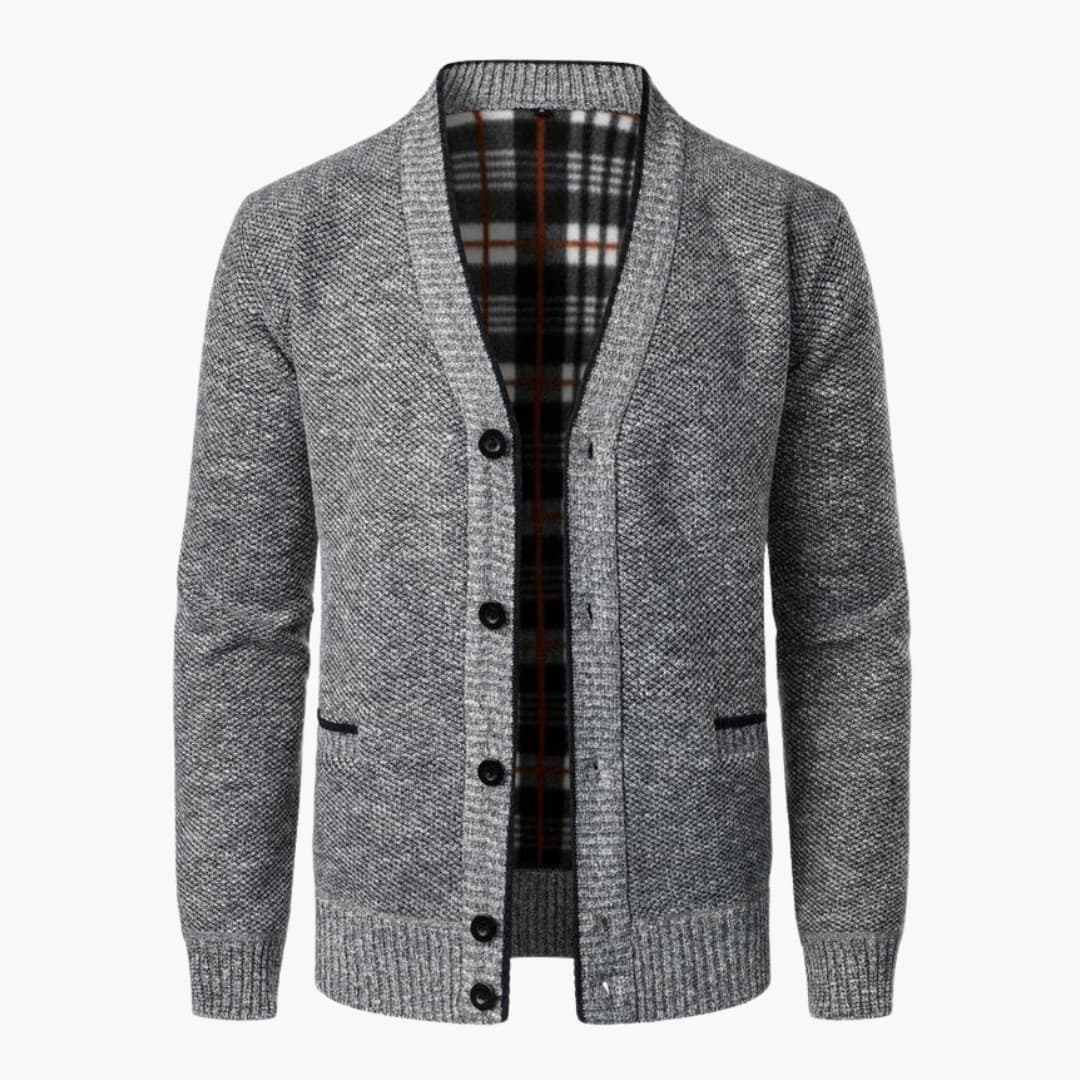Cardigan homme col V à boutons avec poches latérales