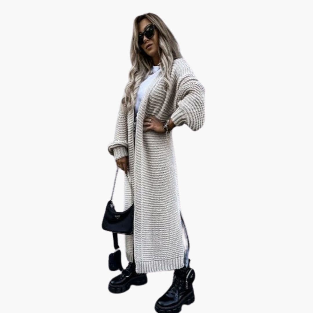 Cardigan long femme à ouverture devant