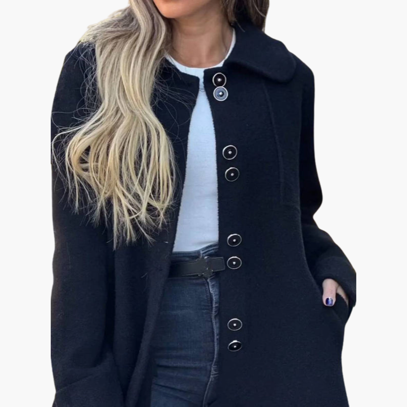 Cardigan long pour femme à boutons et col classique