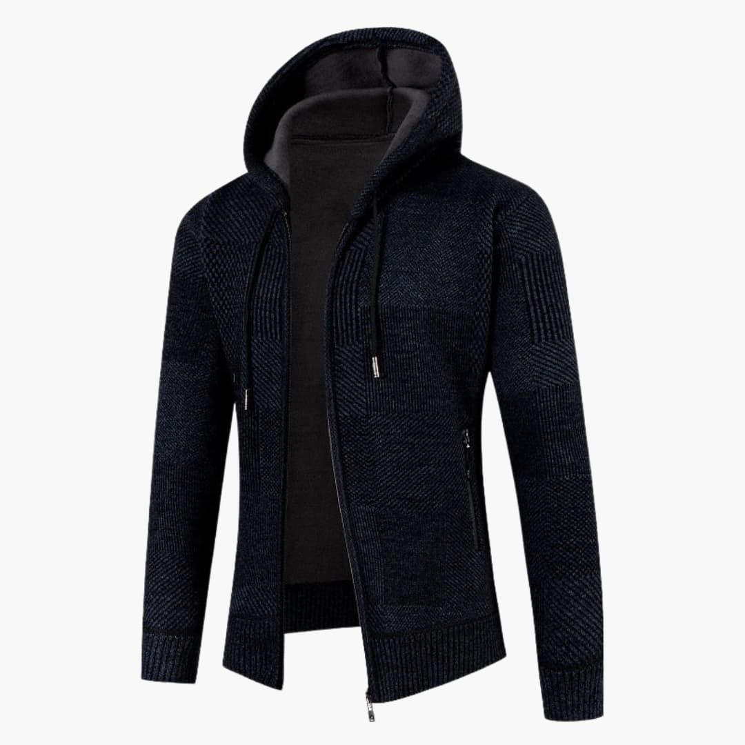 Cardigan pour homme avec capuche réglable et poignets côtelés