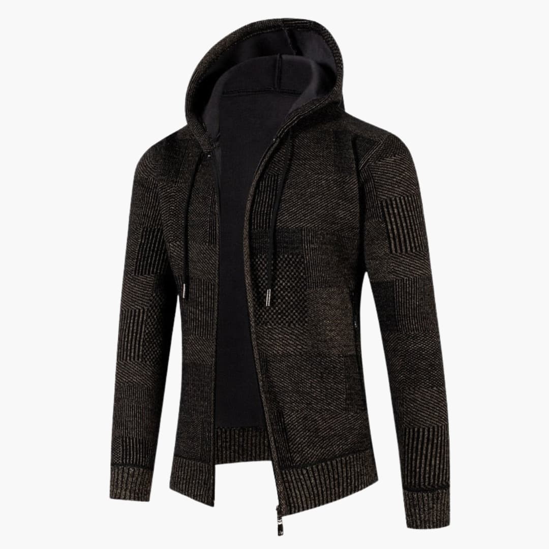 Cardigan pour homme avec capuche réglable et poignets côtelés
