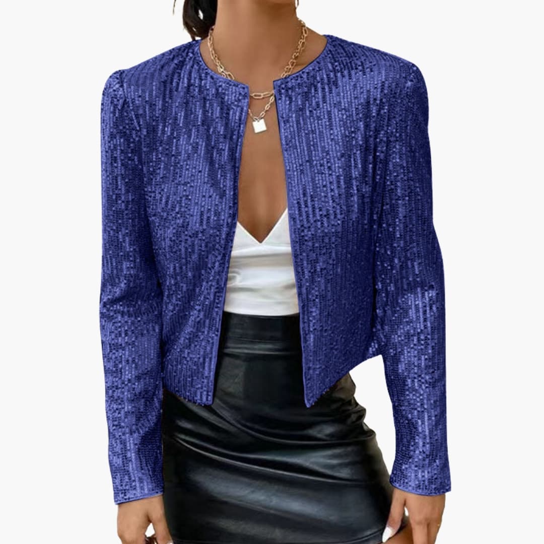 Cardigan à sequins pour femme, avec ouverture sur le devant et coupe ajustée