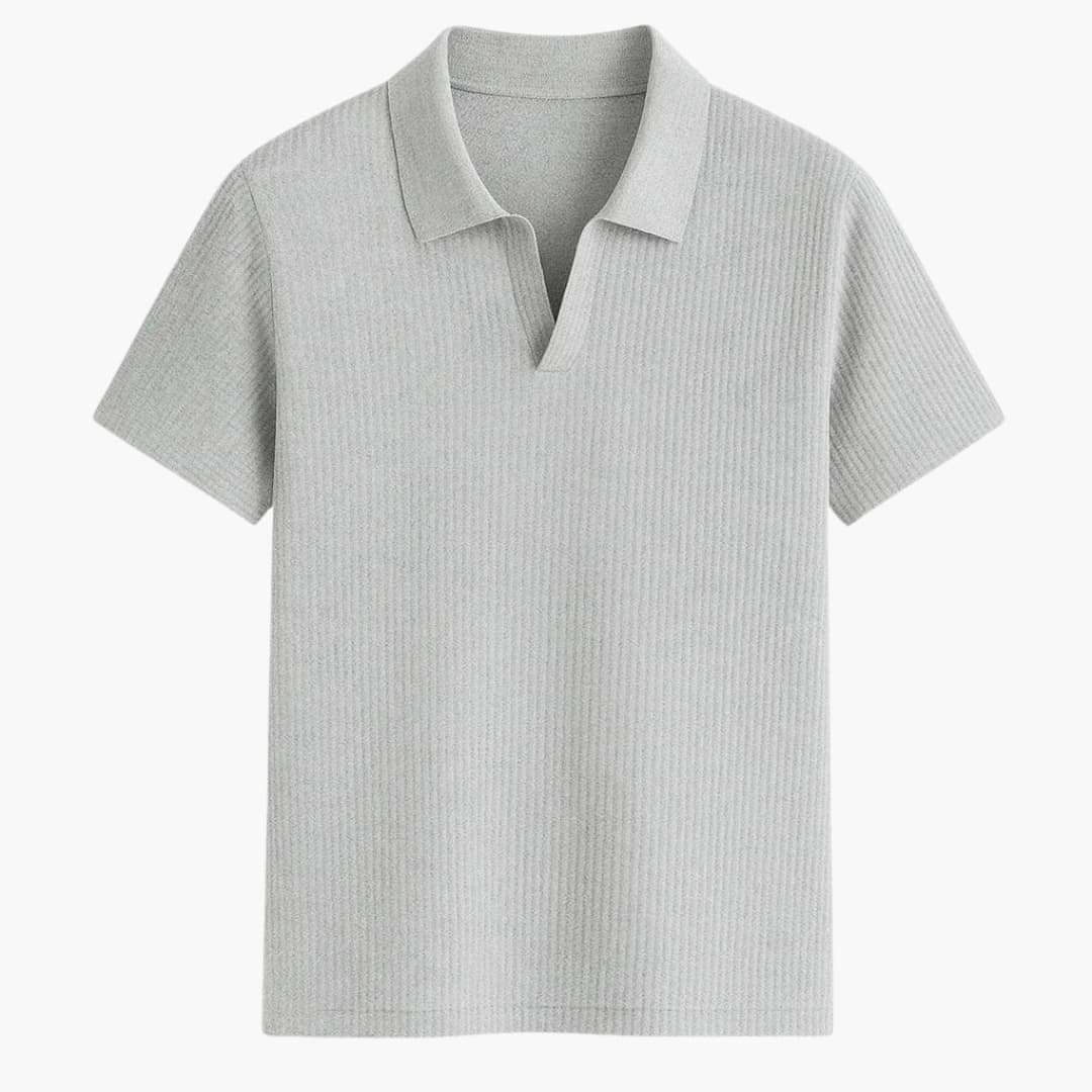 Chandail polo en tricot côtelé pour hommes avec col ouvert