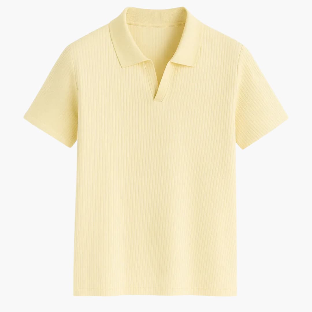 Chandail polo en tricot côtelé pour hommes avec col ouvert