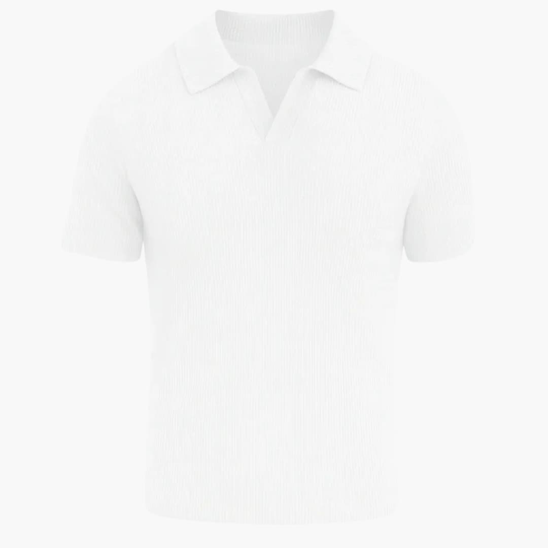 Chandail polo en tricot côtelé pour hommes avec col ouvert