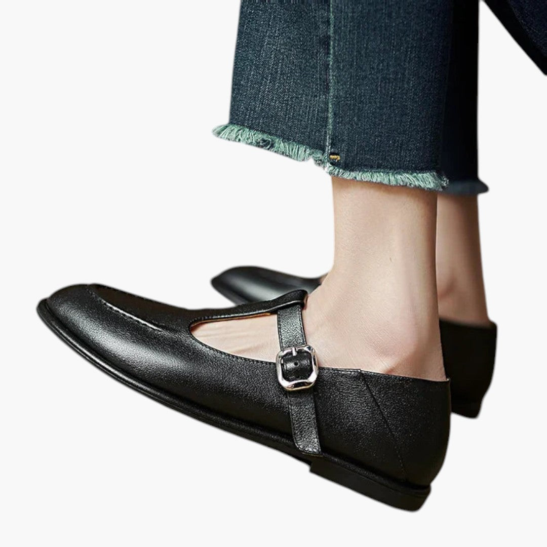 Chaussures Mary Jane Plates Femme avec Brides T et Talon Bas