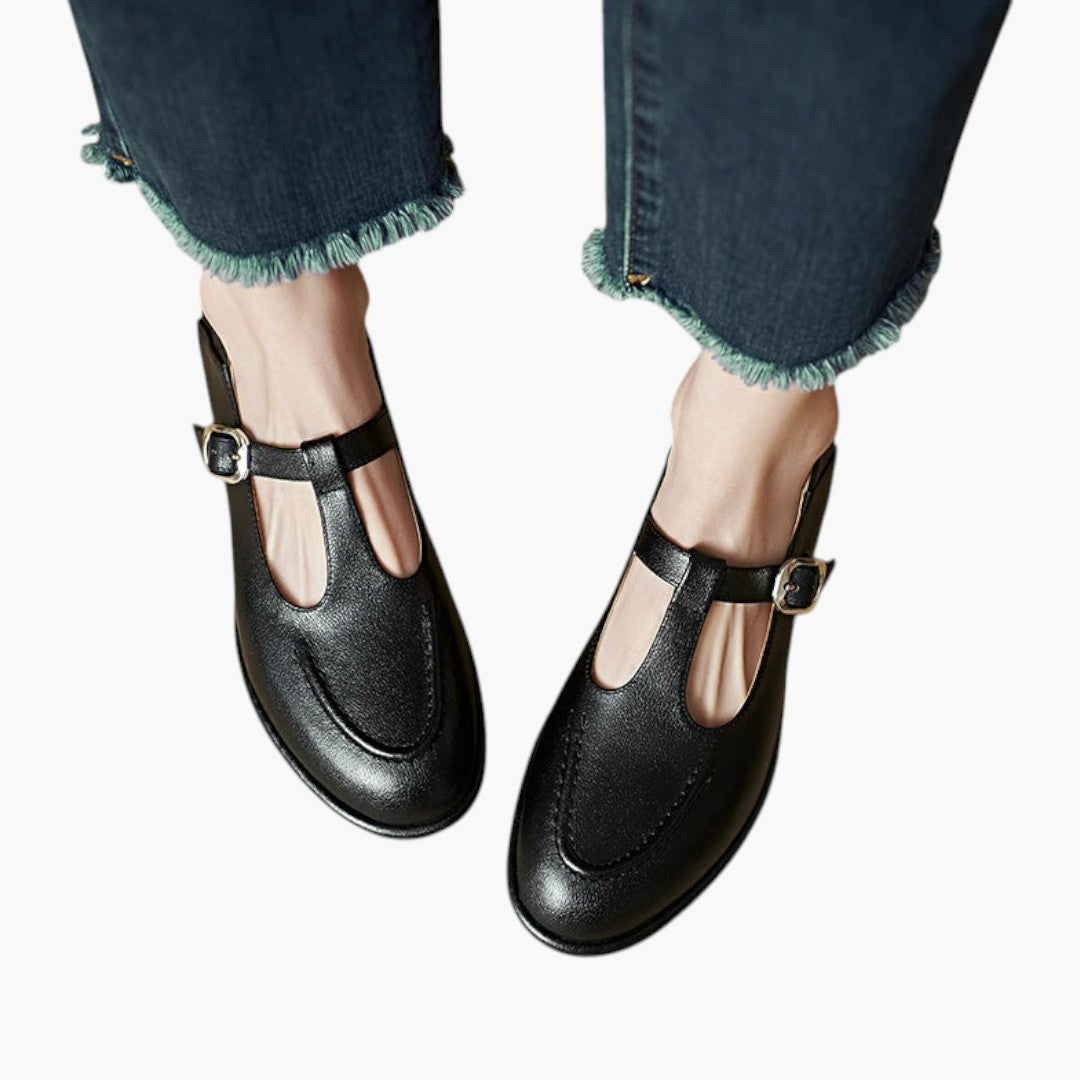 Chaussures Mary Jane Plates Femme avec Brides T et Talon Bas