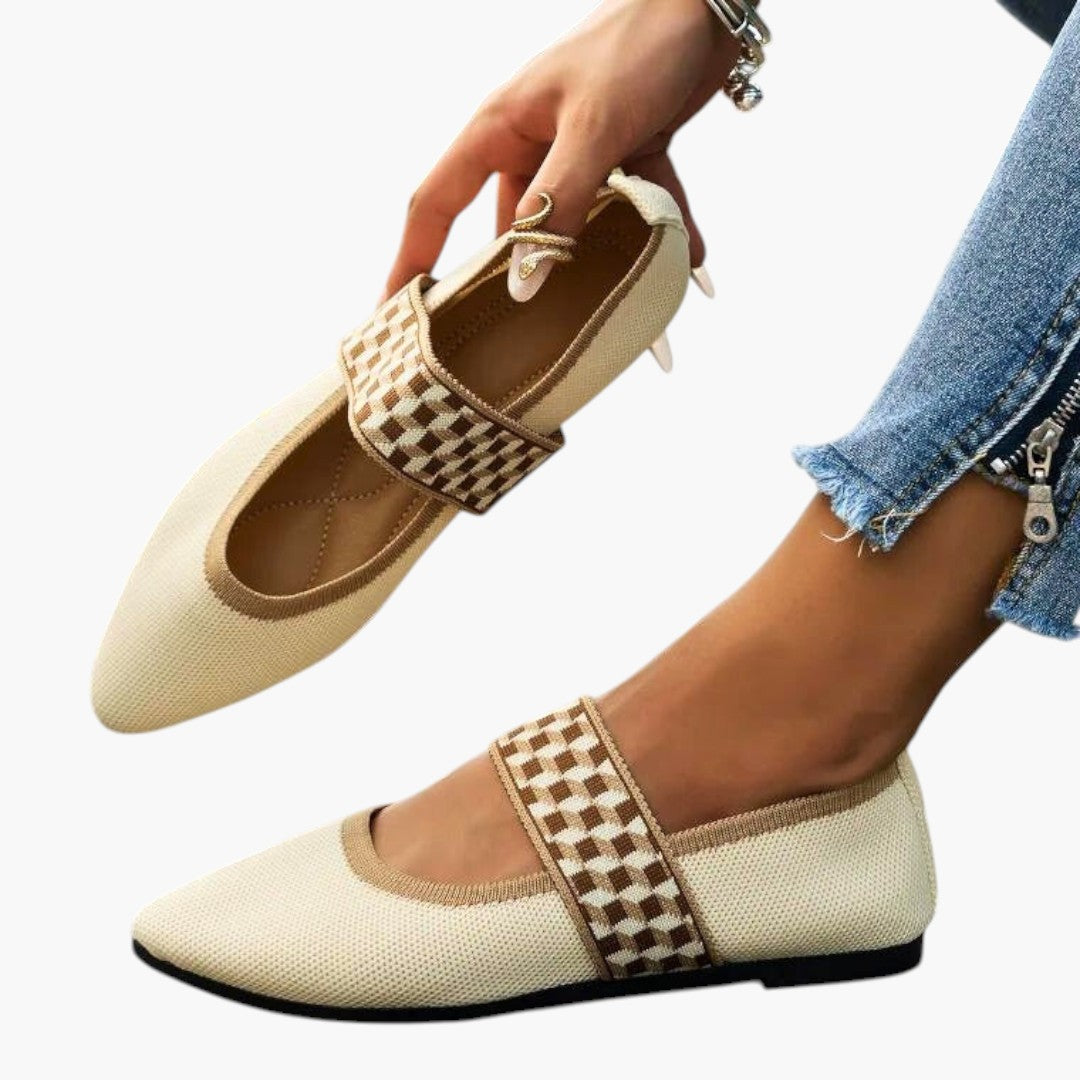 Chaussures Plates Mary Jane Femme a Bout Pointu et Bride Élastique