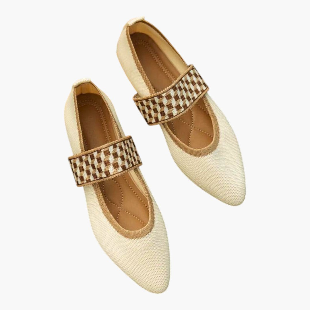 Chaussures Plates Mary Jane Femme a Bout Pointu et Bride Élastique