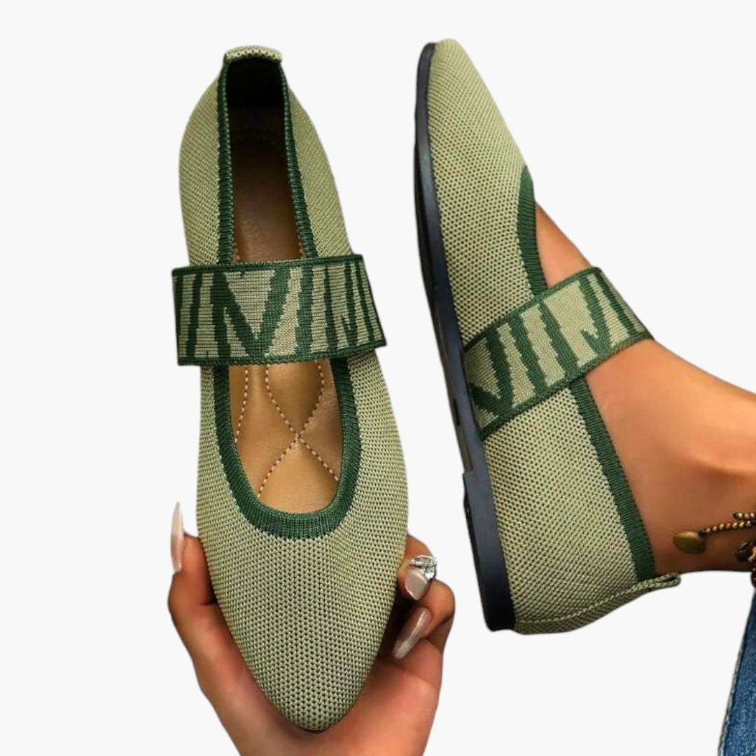 Chaussures Plates Mary Jane Femme a Bout Pointu et Bride Élastique