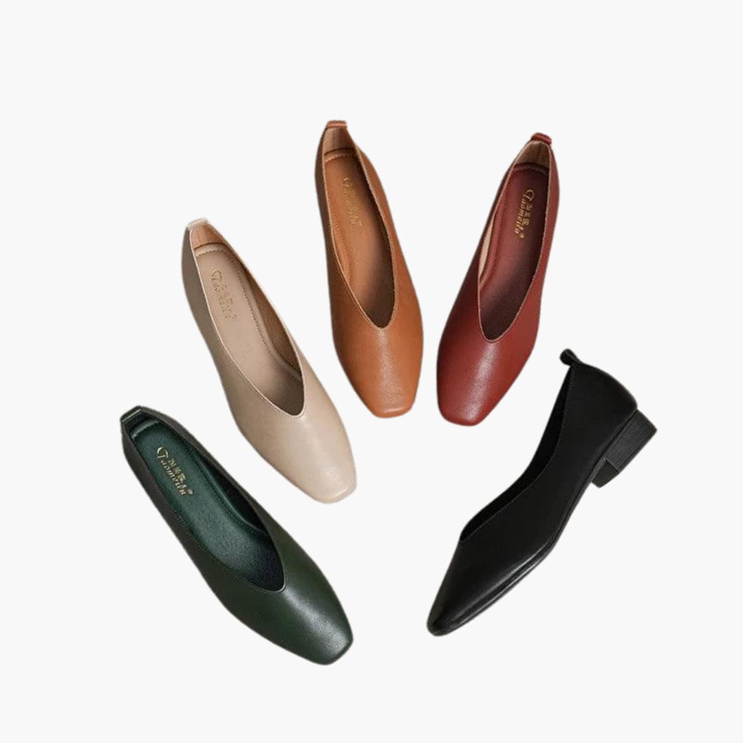 Chaussures à talons bas pour femmes bout pointu et modèle à enfiler