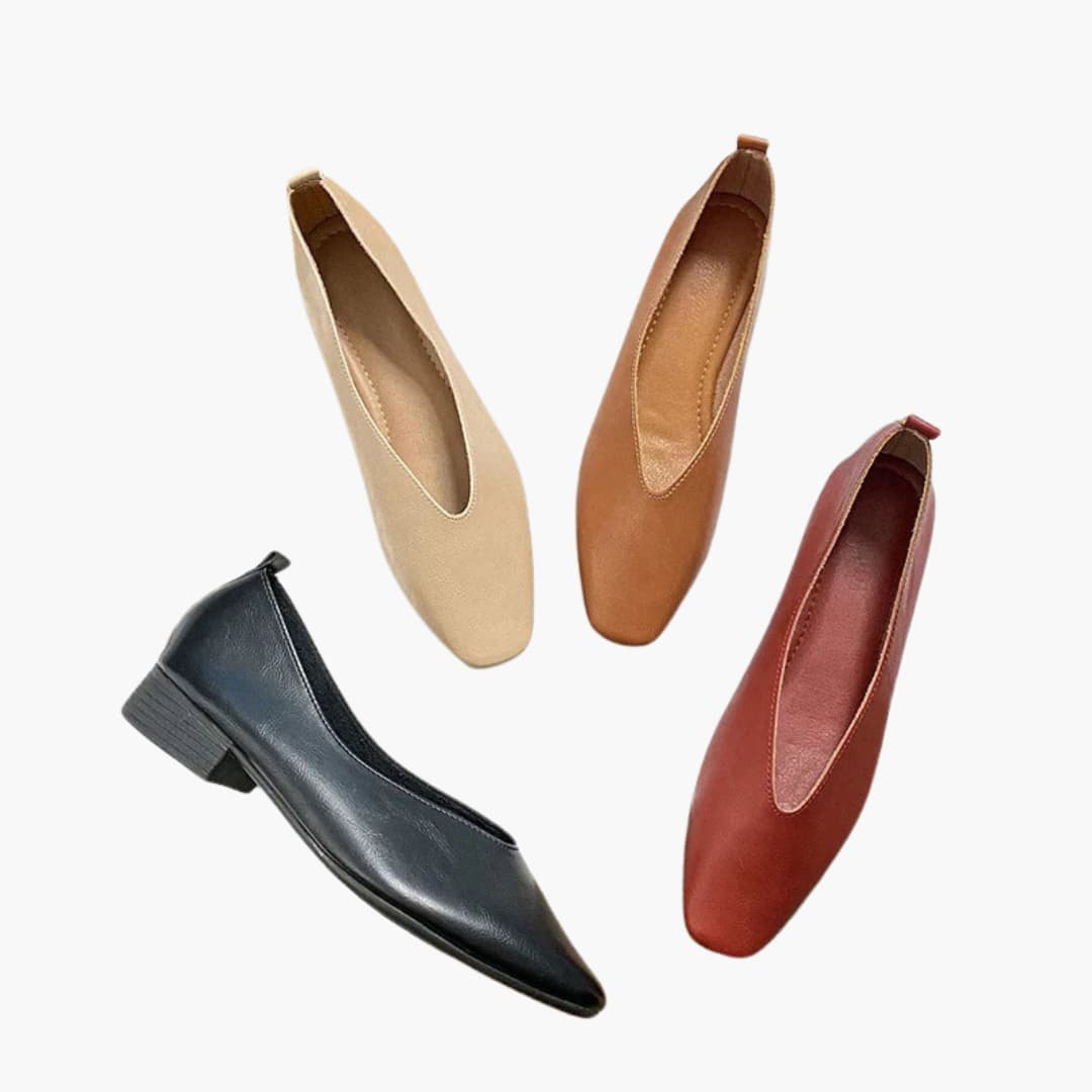 Chaussures à talons bas pour femmes bout pointu et modèle à enfiler