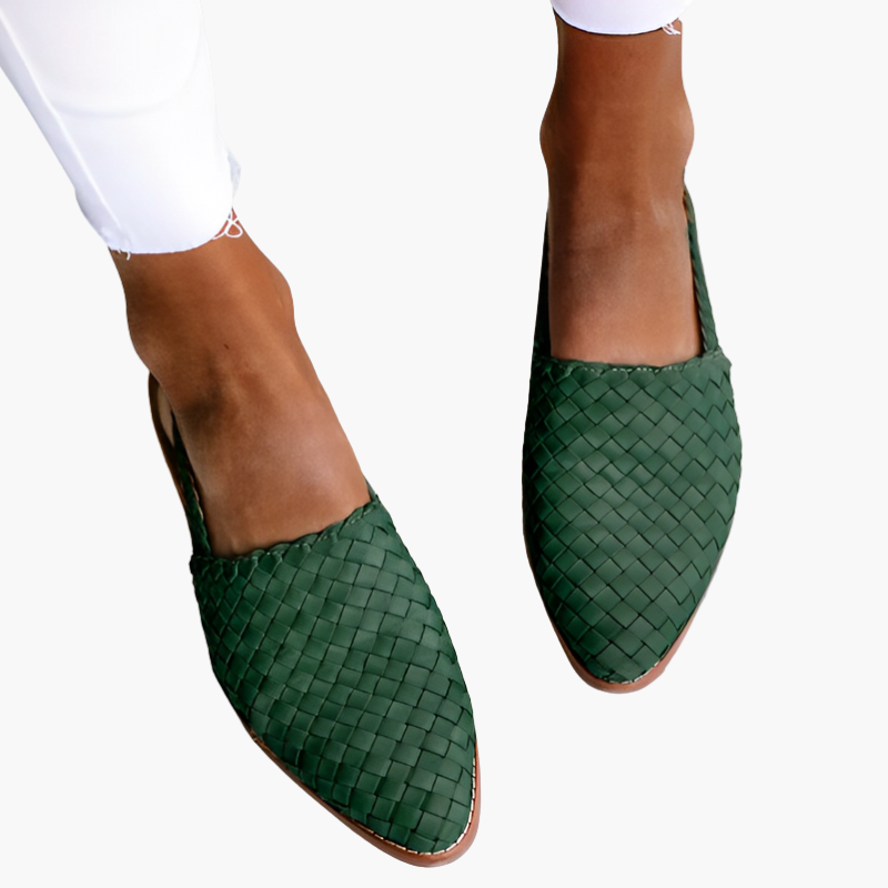 Chaussures slingback tissées pour femme à bout fermé et semelle plate