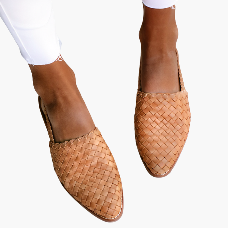 Chaussures slingback tissées pour femme à bout fermé et semelle plate