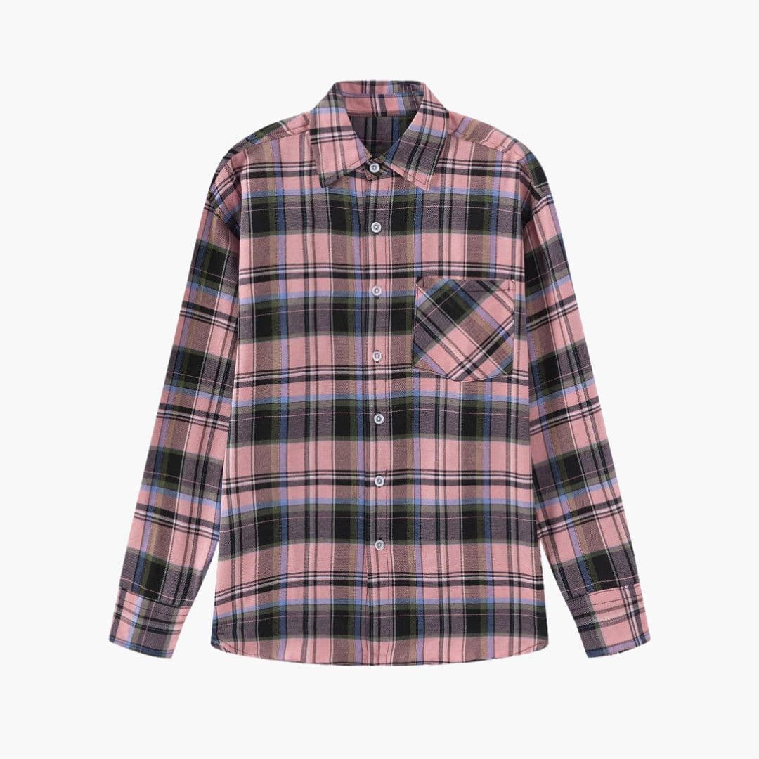 Chemise Femme à Carreaux en Flanelle avec Poche Poitrine