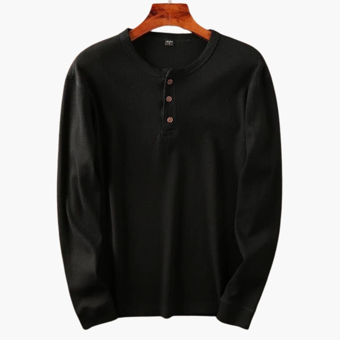 Chemise Henley homme à manches longues avec patte de boutonnage